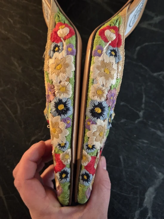 Emma Hope's Floral Embroidered Pointed-Toe Mules - Multicolor - Picture 6 of 7